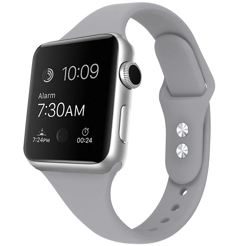 Slim Soft Silicone Replacement Watch Band Loop for iWatch Series SE 6 5 4 3 2 1-CloudsGray