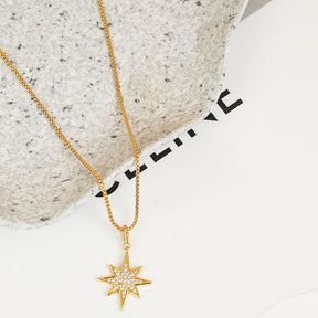 Women Dainty Star Pendant Necklace Jewelry-Gold