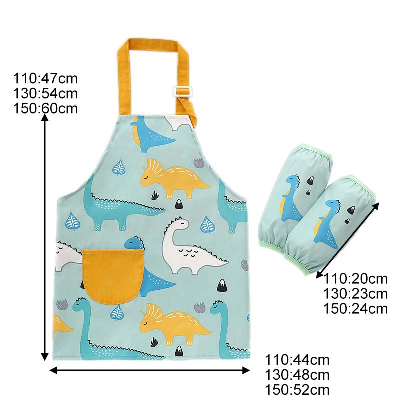 Kids Cartoon Animal Pattern Painting Waterproof Apron Set-Animal Forest