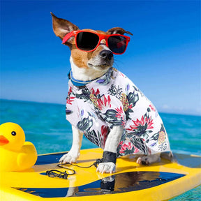 4 Pieces Pet Summer Cool T-Shirts Hawaii Style Floral Dog Shirt-SetA