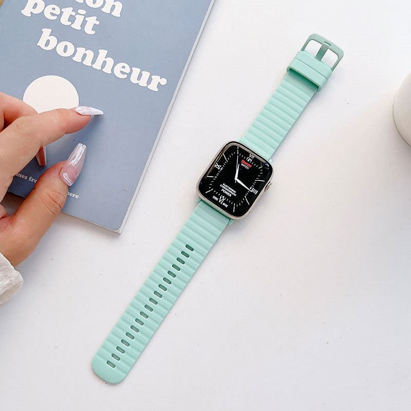 Silicone Wave Pattern Watch Band Compatible with Apple Watch- MintGreen