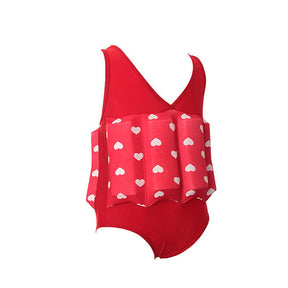 Kids Removable Floatation Swimsuit Baby Float Suit Swim Vest One Piece Swimwear-Red Heart