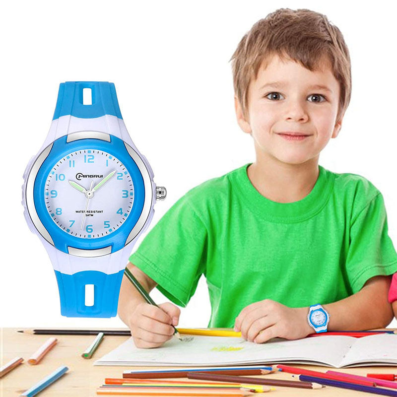 Kids Waterproof Learning Time Wrist Watch-Blue