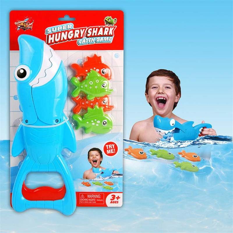 Kids Bath Toys Shark Grabber with Teeth Biting Action Include 4 Fish for Ages 4-8