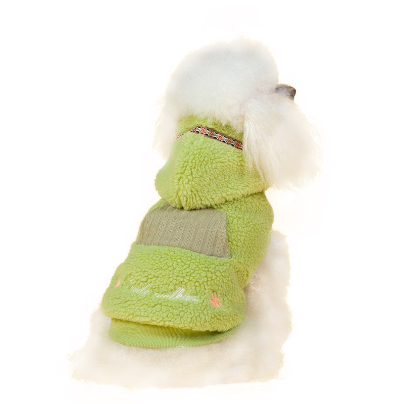 Dog Fleece Coat Hoodie Ultra Warm Thick Winter Jacket for Puppy-Green