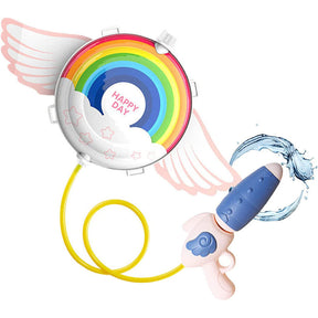 Water Gun Backpack Cartoon Angel with Large Capacity Tank for Outdoors Pool Bath Toys-Rainbow