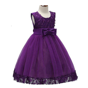 Girls Tulle Lace Flower Princess Wedding Dress For Toddler And Baby Girl-Dark Purple