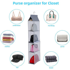 2 Pcs Hanging Handbag Organizer Detachable for Closet Space Saving-Grey