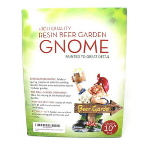 Beer Garden Gnome Statue Resin Weatherproof Lawn Ornament