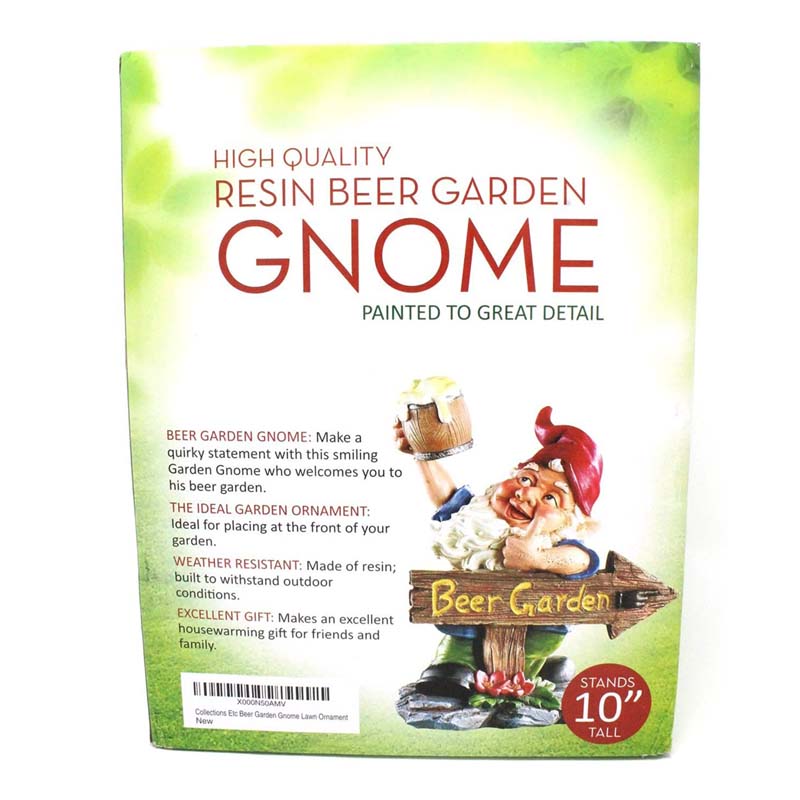 Beer Garden Gnome Statue Resin Weatherproof Lawn Ornament