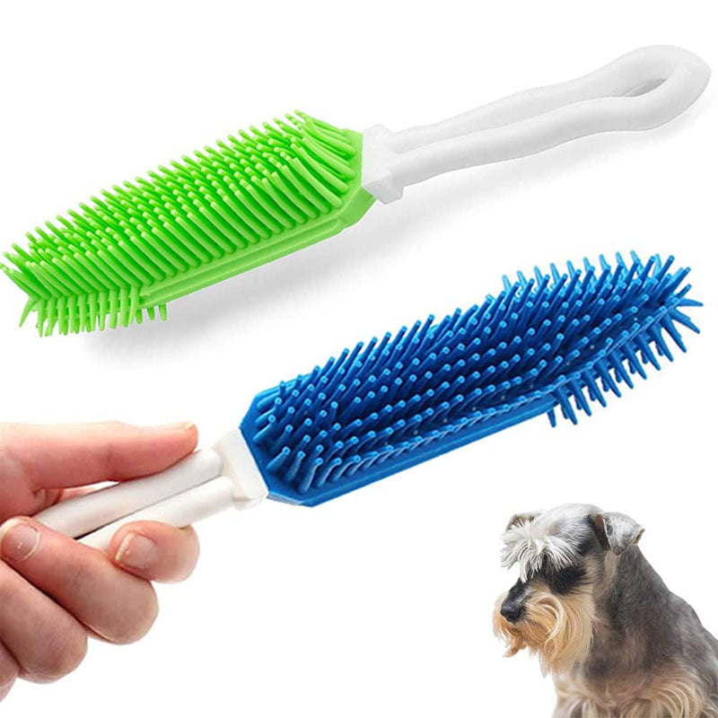 2 Pcs Pet Hair Remove Brush Portable Dog Cat Rubber Massage Brush-BlueGreen