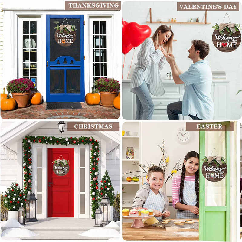 Welcome Sign Wreath Interchangeable Seasonal Holiday Home Decoration