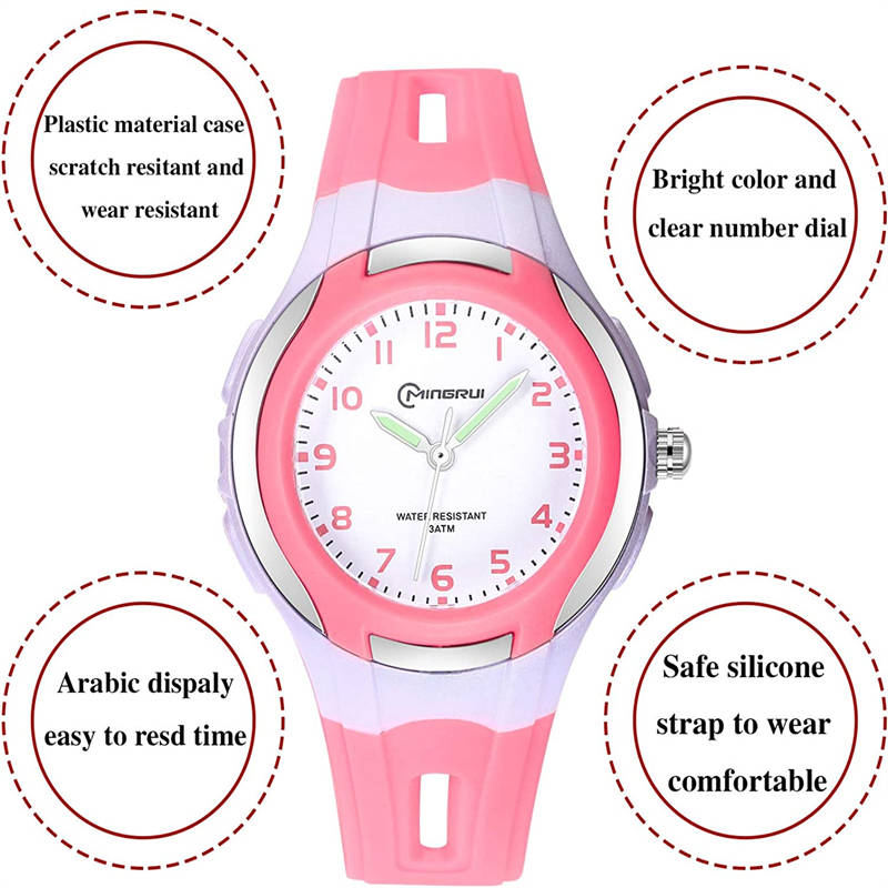 Kids Waterproof Learning Time Wrist Watch-Pink