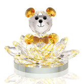 Crystal Bear Lotus Figurine Ornament Gift for Valentine's Day-Yellow