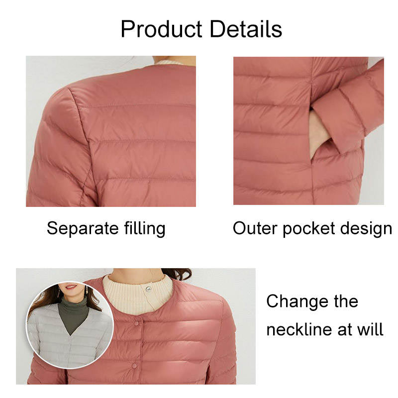 Womens Down Jacket Packable Lightweight Two Wear Waterproof Coat-YanHong
