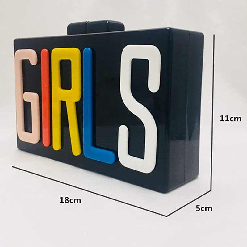 Acrylic Letter Square Box Shoulder HandBags For Wedding Party Purse