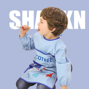 Children Waterproof Art Smock Painting Round Neck Aprons-Shark