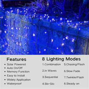 Solar Christmas Lights 72ft 200 LED 8 Modes Solar String Lights Waterproof-Blue