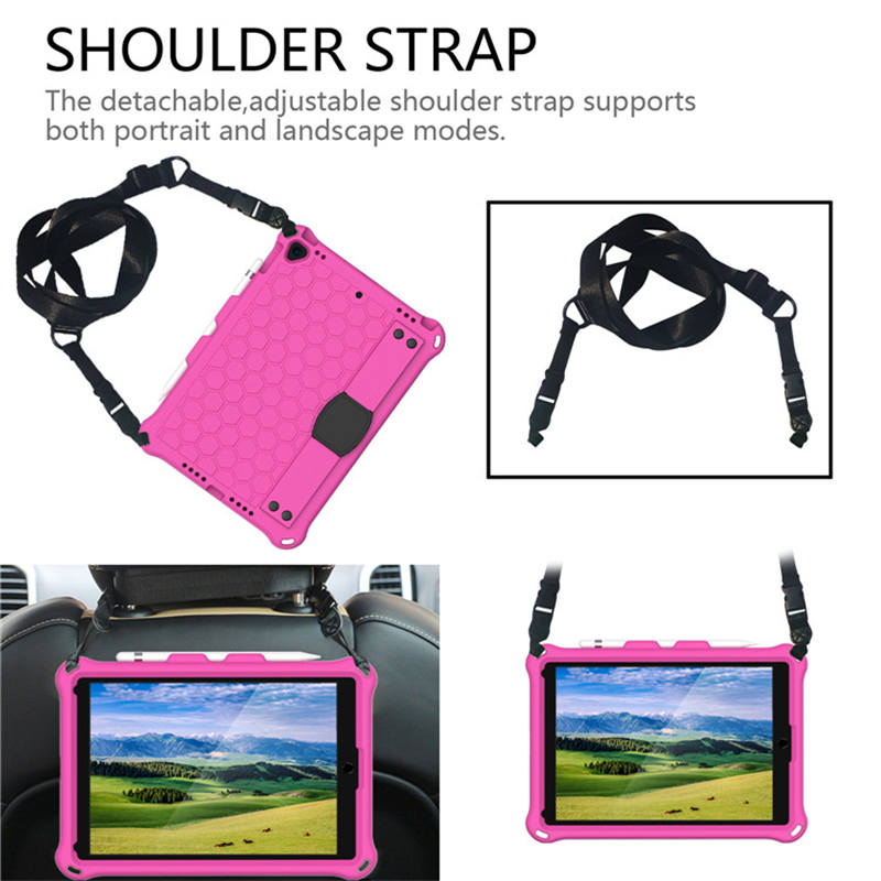 Hive iPad Case For iPad Pro/Air 10.5/iPad 10.2 Durable Stand Cover With Shoulder Strap-RoseBlack
