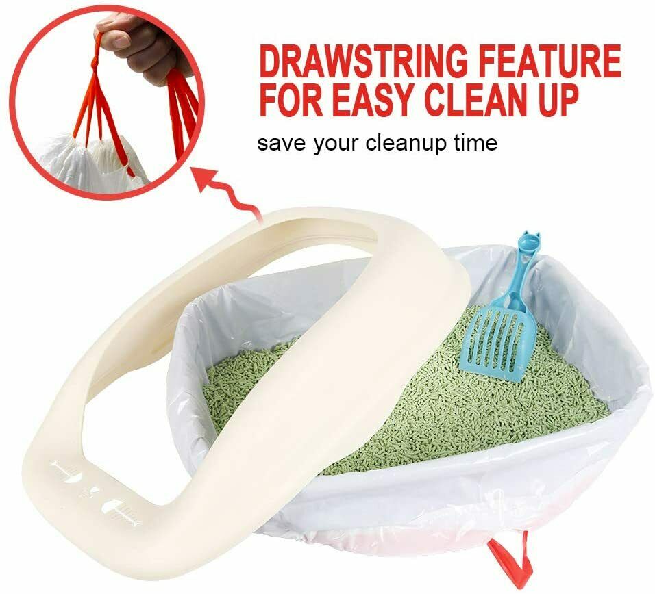 10 Count Cat Heavy Duty Litter Box Liners Drawstring Jumbo Liners-Box