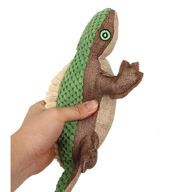 27cm Durable Dog Lizard Toys for Aggressive Chewers Pet Squeaky Plush Toys-Green