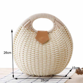 Women Shell Shape Straw Bag Woven Beach Handbags-White