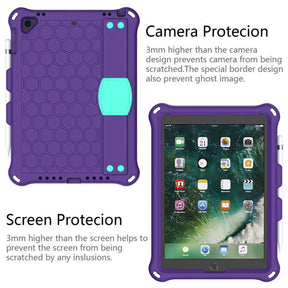 Hive iPad Case For iPad Pro/Air 10.5/iPad 10.2 Durable Stand Cover With Shoulder Strap-PurpleAqua