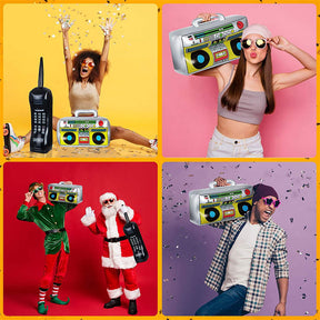 2 Pieces Inflatable Radio Inflatable Mobile Phone Props for 80s 90s Party