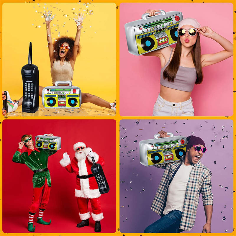 2 Pieces Inflatable Radio Inflatable Mobile Phone Props for 80s 90s Party