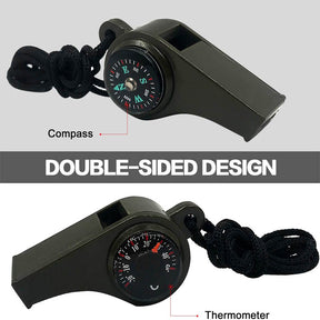 2 Pack Emergency Survival Whistle 3 in 1 Whistles with Compass and Thermometer