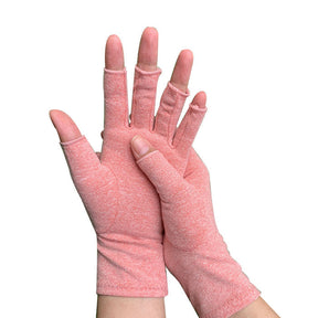 Winter Half Finger Outdoor Sport Driving Riding Cotton Breathable Gloves-Hemp Pink-LYX-08062-2