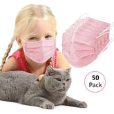 50Pcs Disposable Face Masks For Kids-Pink