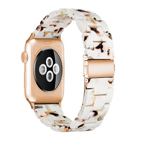 Fashion Resin iWatch Band with Stainless Steel Buckle for iWatch Series SE/6/5/4/3/2/1-NougatWhite