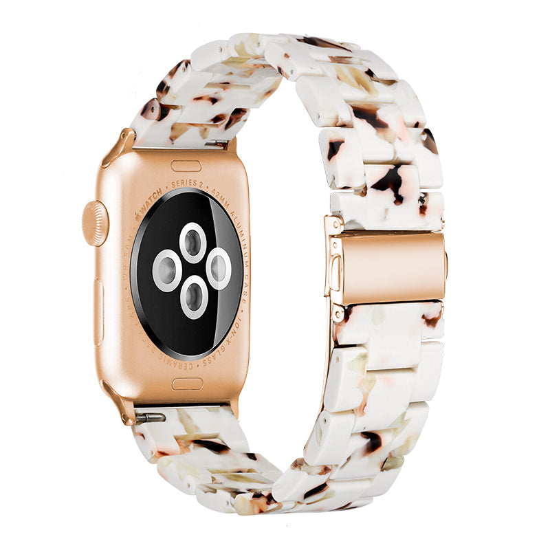 Fashion Resin iWatch Band with Stainless Steel Buckle for iWatch Series SE/6/5/4/3/2/1-NougatWhite