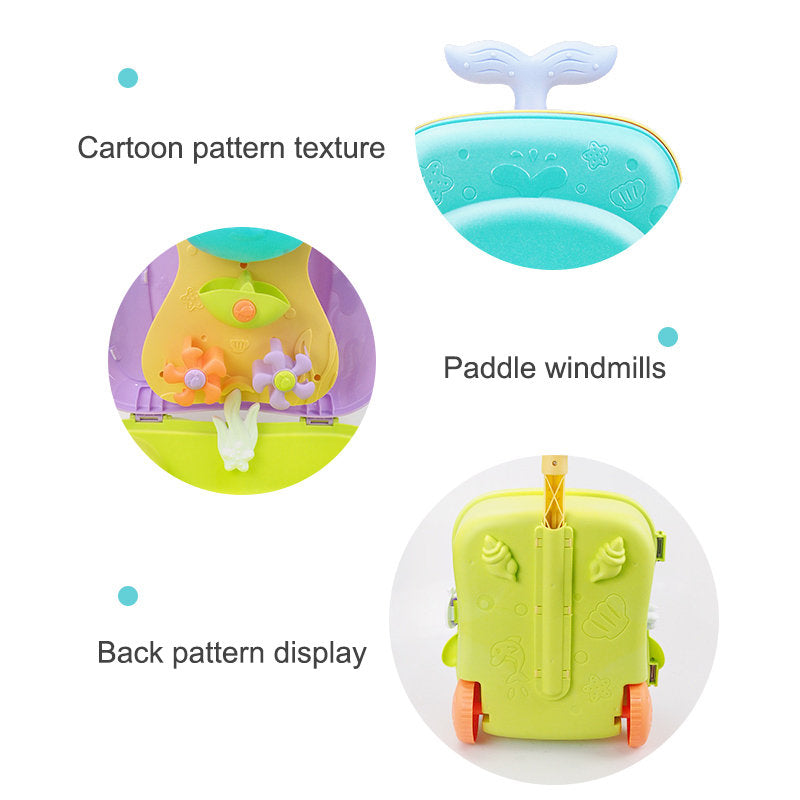 8 Pcs Kids Beach Toy Set Portable Trolley Case for Beach Park-GreenWhale