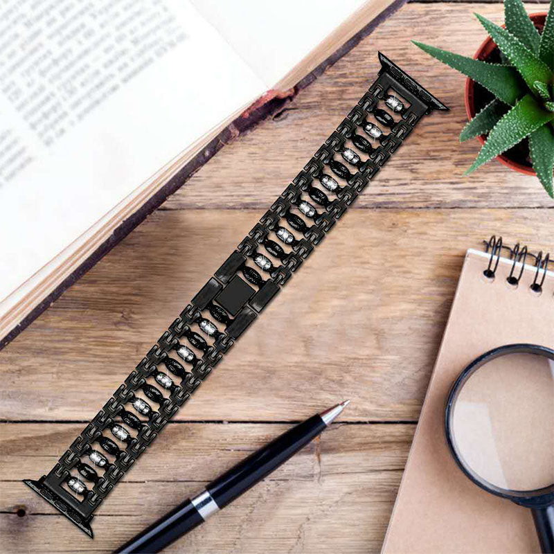 TGD Stainless Steel Watch Band Adjustable Wristbands for Apple IWatch Series SE/1/2/3/4/5/6 For Women-Black