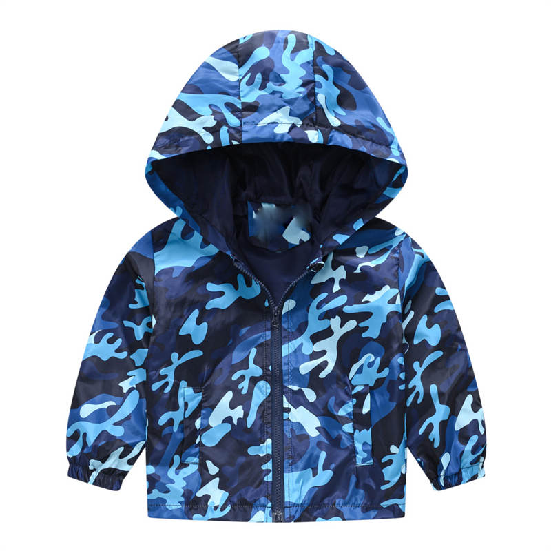 Toddler Boys Girls Cartoon Print Zip Jacket Hooded Trench Kids Casual Coats-20