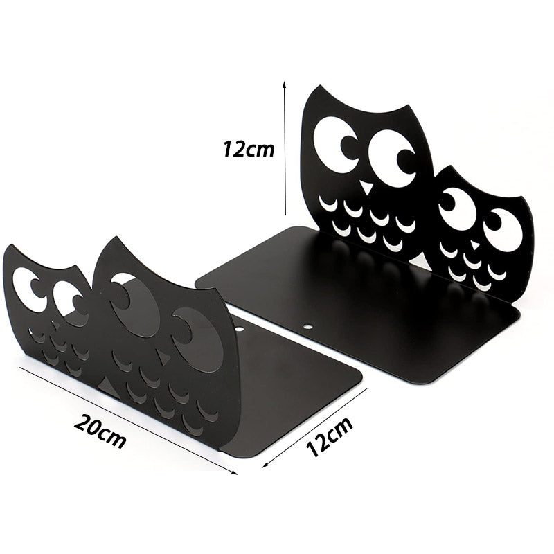 Owls Nonskid Bookends Art Desktop Organisation 1 Pair-Black