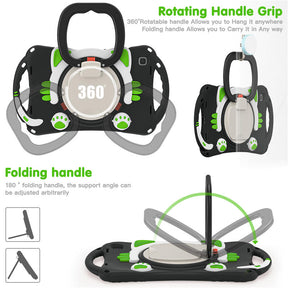 CatB Samsung Tablt Case for Tab A7 10.4  T500/T505/T507/T505N Shockproof Shoulder Strap Handle Stand-Black Green