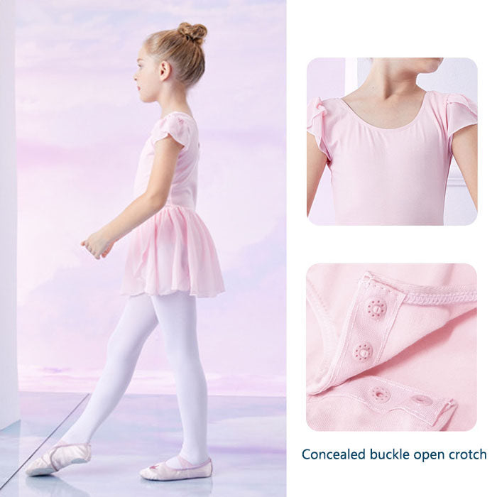 Toddler Ballet Leotard for Girls Dance Flutter Sleeve Skirt Ballerina Dress Outfit-Pink