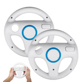 2Pcs Mario Kart Steering Wheels for Nintendo Wii Mario Kart Tank-White