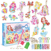 15 Pcs DIY Diamond Painting Mermaid Keychains Kit Gifts for Kids Ages 6-12