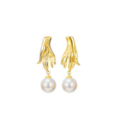 Goldfinger Pearl Drop Earrings Fashion Stud for Women