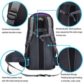 50L Hiking Backpack Waterproof Lightweight Suitable for Outdoor Camping Travel-Purple