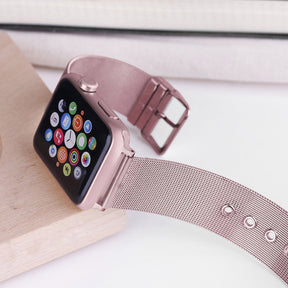Buckle Metal Mesh Watch Watch Band For Apple Watch SE/6/5/4/3/2/1(Rose Gold)