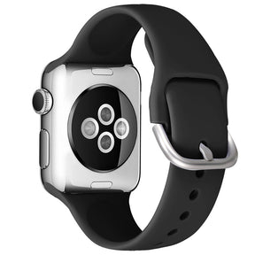 Silicone Sport Replacement Strap with Classic Clasp for iWatch Series SE 6 5 4 3 2 1-Black