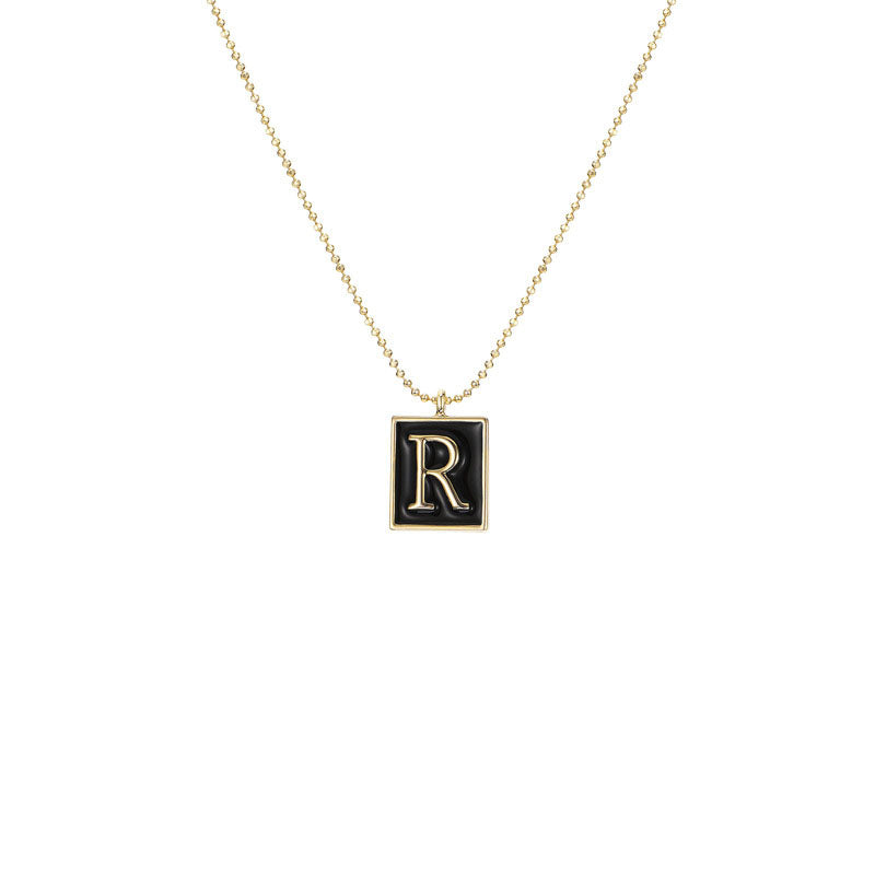 English Letters Oil Drop Pendant Necklace As Gift For Men Women-R