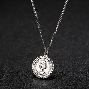 Elizabeth Portrait Silver Coin Pendant Necklace