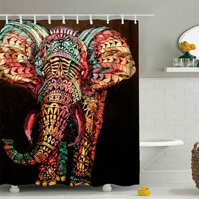 3D Printing Elephant Shower Curtain Bathroom Decor with 12 Hooks-2