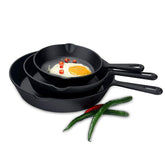 Cast Iron Skillet Kit 16cm 20cm and 25cm Frying Pans Camp Cookware